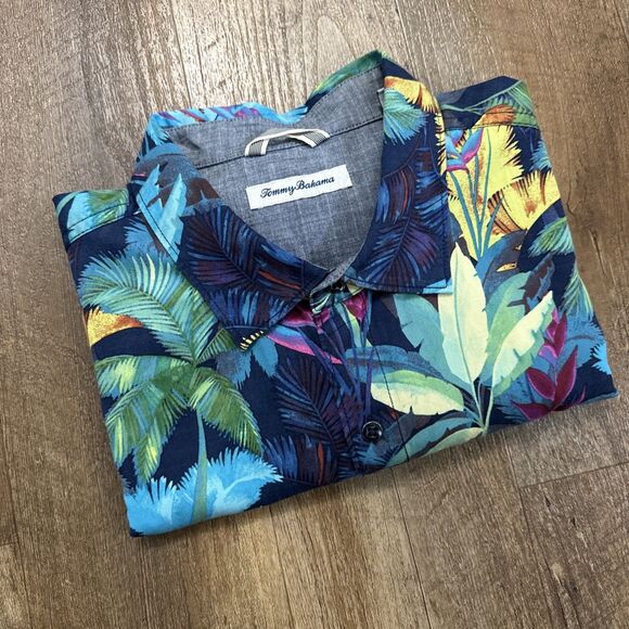 Tommy Bahama Short Sleeve Shirt All Over Print Fuego Palms Rayon Camp Casual XXL - Picture 15 of 15